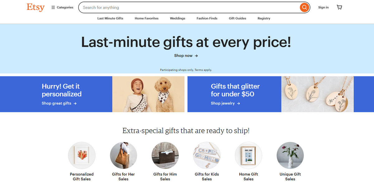 Etsy - one of the largest ecommerce platforms in 2024
